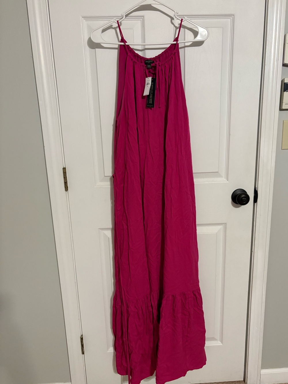 Banana Republic Hot Pink Maxi Dress with Spaghetti Straps